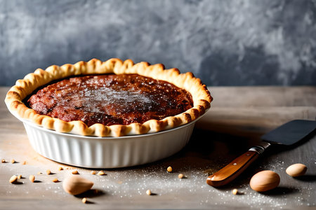 Apple pie in a table aesthetic studio shoot for commercial marketing and promotion.