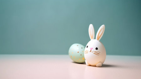 Happy Easter Day background and backdrop, cute bunny rabbit, ornament, and colorful egg, copy space greeting and backdrop, banner, rustic vintage design material. Celebrate Easter.の写真素材