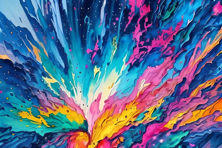 Water color or oil painting fine art illustration of abstract splash flame fire spray brush dropping artistic print digital art.の素材