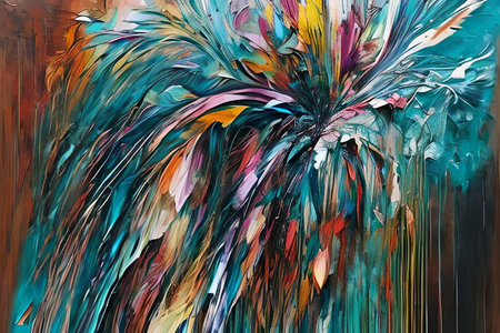 Contemporary acrylic painting fine art illustration of abstract natural close up flowers artistic print digital art. Oil painting.の素材