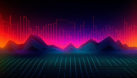 Simple minimalist retro color trendy background abstract colorful wallpaper & backdrop. Artistic digital art 3d rendering geometric line stripe bar element design material. Panoramic mountain planet.の写真素材