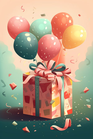 Colorful simple decoration illustration for party, birthday, baby shower, bridal shower, graduation, business event, grand opening, anniversary, holiday invitation draft and greetings card template.の写真素材