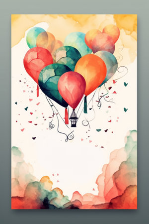 Colorful simple decoration illustration for party, birthday, baby shower, bridal shower, graduation, business event, grand opening, anniversary, holiday invitation draft and greetings card template.の写真素材