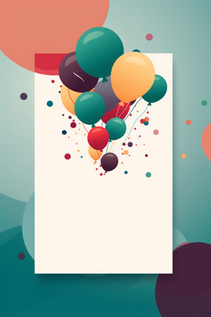 Colorful simple decoration illustration for party, birthday, baby shower, bridal shower, graduation, business event, grand opening, anniversary, holiday invitation draft and greetings card template.の写真素材