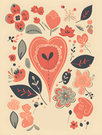 Colorful simple decoration illustration for love expression, romantic, valentine, engagement, wedding, anniversary, invitation draft, greetings card, and gift card template.の写真素材