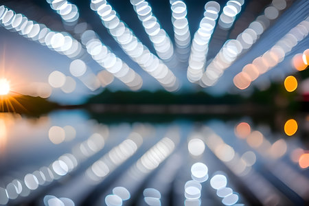 Blur or bokeh abstract lot of lighting at night background. Out of focus dreamy busy night life...