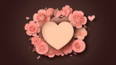Illustration of flower with frame decoration as background. Template draft of nature circle with copy space in the center for invitation, greetings, wedding, valentine, or other love design element.の素材