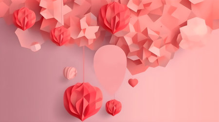 Illustration of flower decoration template draft as nature background and backdrop with some copy space good for invitation, greetings, wedding, valentine, or other romantic love design element.の素材