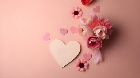 Illustration of flower decoration template draft as nature background and backdrop with some copy space good for invitation, greetings, wedding, valentine, or other romantic love design element.の素材