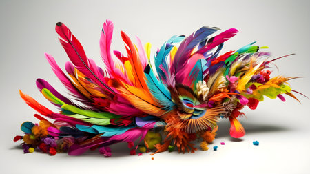 Abstract artistic beautiful handmade colorful feather or rainbow feather as an accessory in fashion.の素材