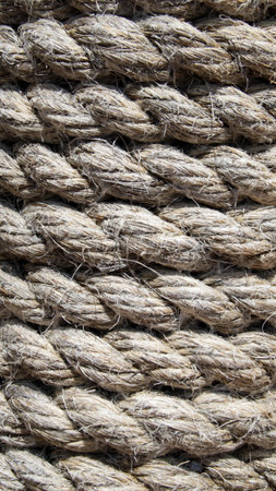Close up image of twisted natural fiber rope or hemp rope texture.の写真素材
