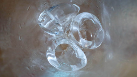 Ice cube or ice shape for drink inside a glass.