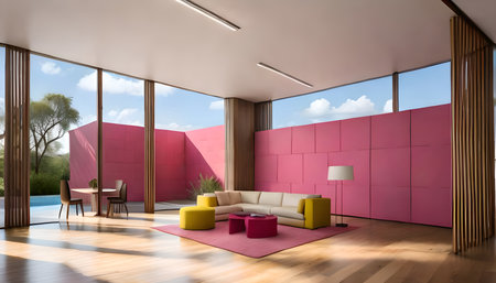Modern colorful office guest room, waiting room or guest room full of book.の素材