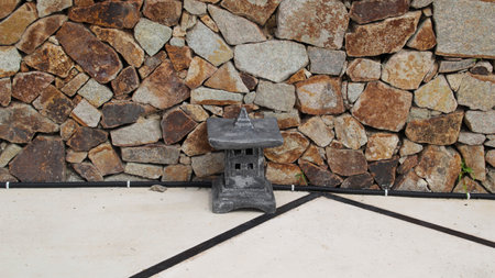 Garden ornament japanese zen style stone material for pathway light or garden light tower lamp.の写真素材