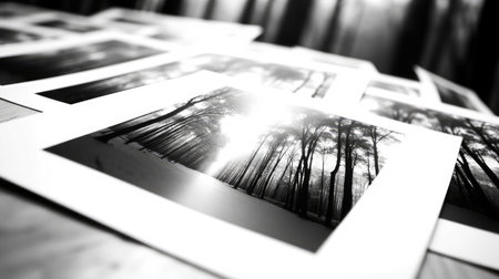 Set of photo collection prints black and white.の素材
