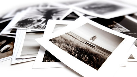 Set of photo collection prints black and white.の素材