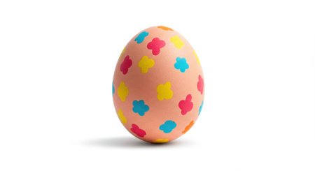 Colorful Patterned Easter Egg on White Backgroundの素材