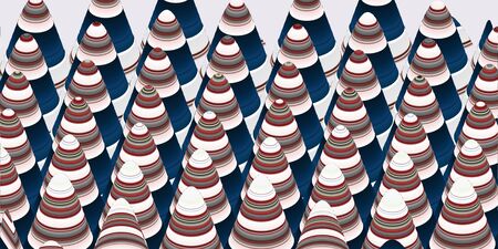 cones lowered into colored sedimentsの写真素材