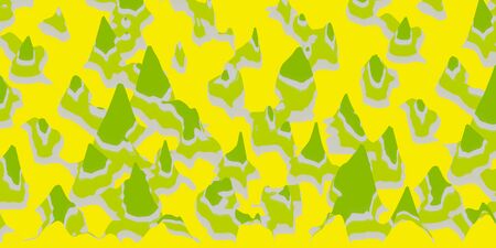 mountains valley in green tones on a yellow backgroundの写真素材