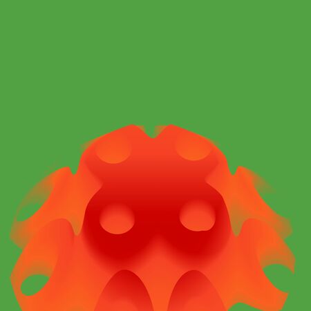 glowing iron head on green backgroundの写真素材
