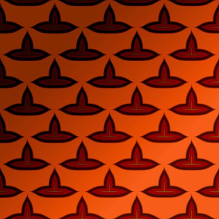 red stylized hats on orange background