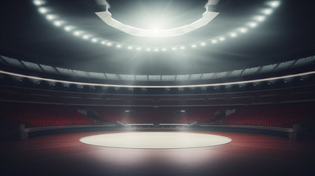 Empty arena with floodlights and spotlights. 3D Renderingの素材