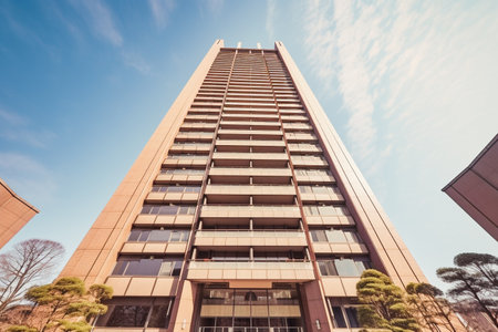Modern building in Tokyo, Japan - vintage effect style pictures. Toned imageの素材
