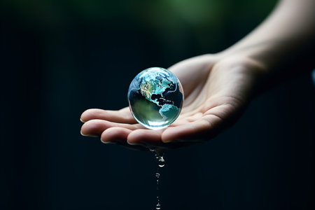 glass globe in human hand. save the earth concept. save the planetの素材
