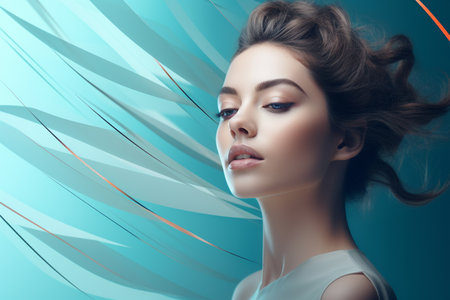 Portrait of a beautiful young woman with elegant hairstyle and makeupの素材