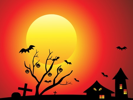 abstract halloween background with tree.のイラスト素材