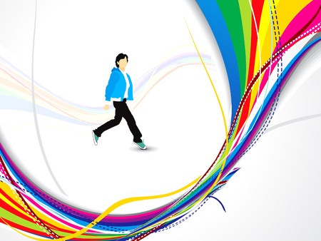 abstract wave background with boy vector illlustration のイラスト素材