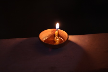 traditional lamps on the festival of diwali nightの写真素材