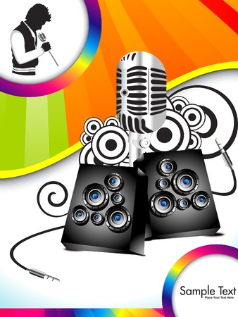 abstract musical background with mic vector illustration のイラスト素材