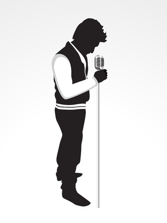 abstract shiloutte with mic vector illustration のイラスト素材