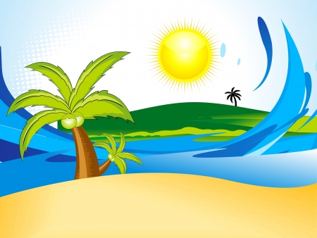abstract summer background with coconut tree vector illustration のイラスト素材