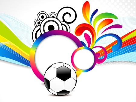 abstract colorful wave background with football illustration のイラスト素材