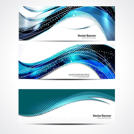 Abstract Wave Banner Set Illustration のイラスト素材