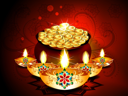 Diwali Background With Deepak Set illustration のイラスト素材
