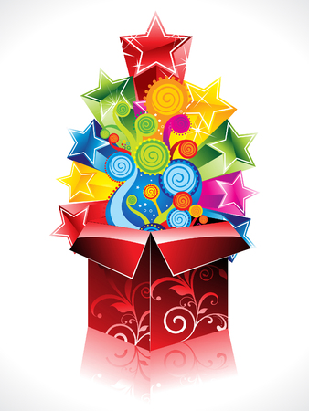 magic box with explode stars vector illustration のイラスト素材