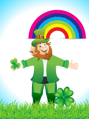 Leprechaun Cartoon With Clove Vector illustration のイラスト素材