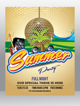 Summer Background Flyer Template Design Vector illustrationのイラスト素材