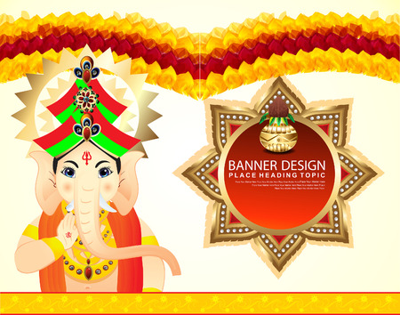 happy ganesha chaturthi banner background vector illustrationのイラスト素材