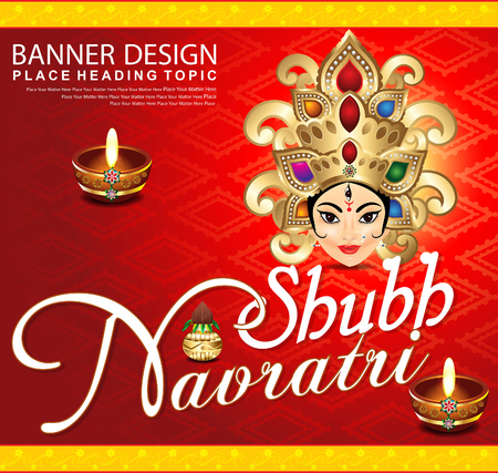 shubh navratri background with godess durga vector illustrationのイラスト素材