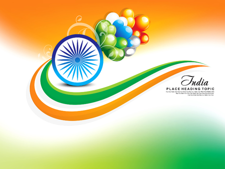 happy republic day wave background with balloon vector illustrationのイラスト素材