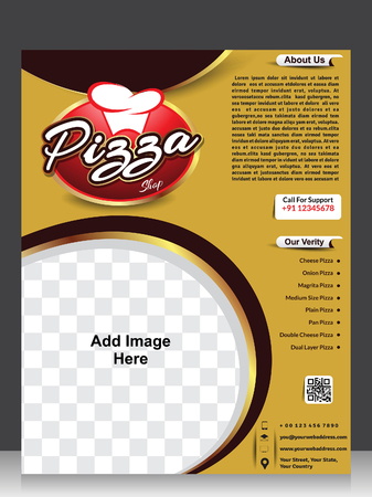 Pizza Shop Flyer Template & Magazine Cover Design vector illustrationのイラスト素材