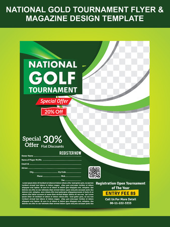 national gold golf flyer template & magazine design vector illustrationのイラスト素材