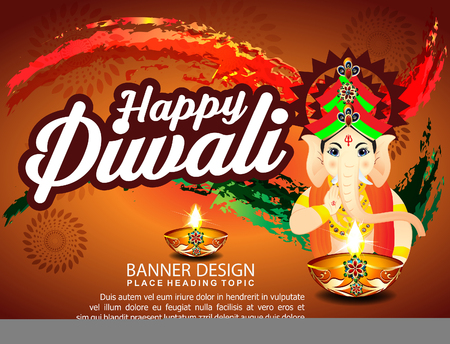 Diwali Celebration Background With Lord Ganesha Vector