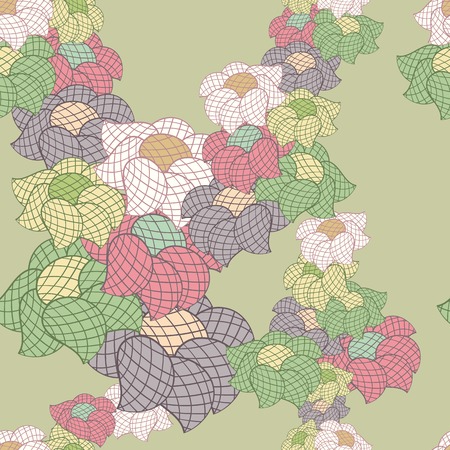 Seamless floral pattern. Pattern for printing on fabric or paper. Islam, Arabic, Indian, ottoman motifs. Petals and flowers in geometric style. Hand drawn background.のイラスト素材
