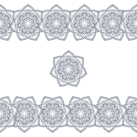 Doodle boho frame in black and white. Vector illustrationのイラスト素材
