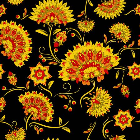 Traditional russian khokhloma seamless pattern. Vector illustrationのイラスト素材